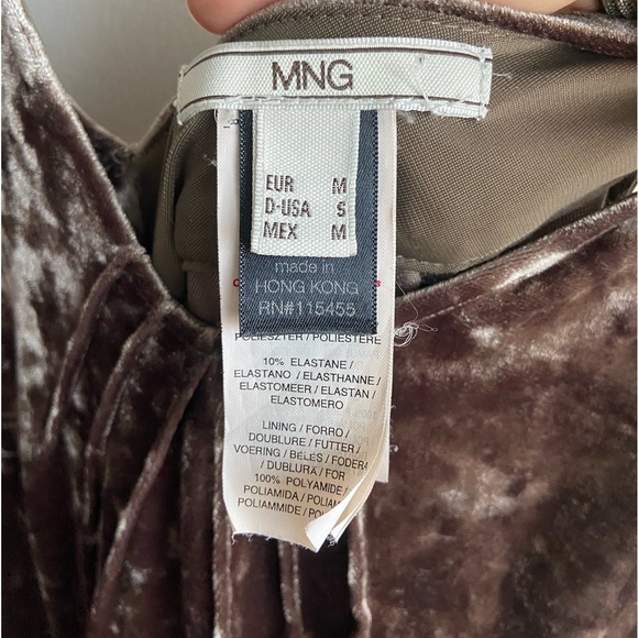 Vintage Mango velvet midi dress soft brown size S-M - Picture 6 of 11